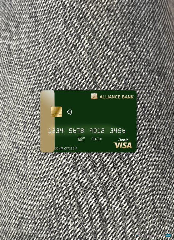 Download Austria Alliance bank visa card photolook front Photoshop template